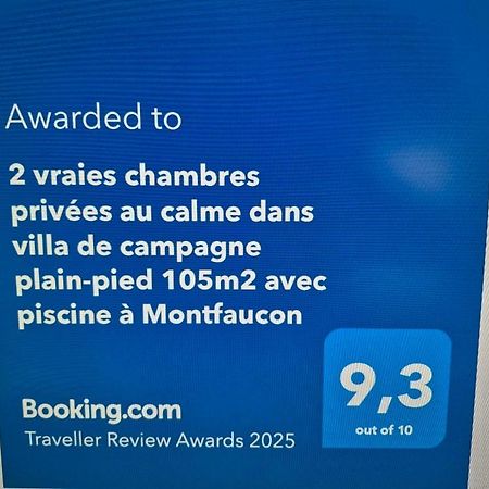 2 Vraies Chambres Privees Au Calme Dans Villa De Campagne Plain-Pied 105M2 Avec Piscine A Montfaucon Montfaucon  Εξωτερικό φωτογραφία