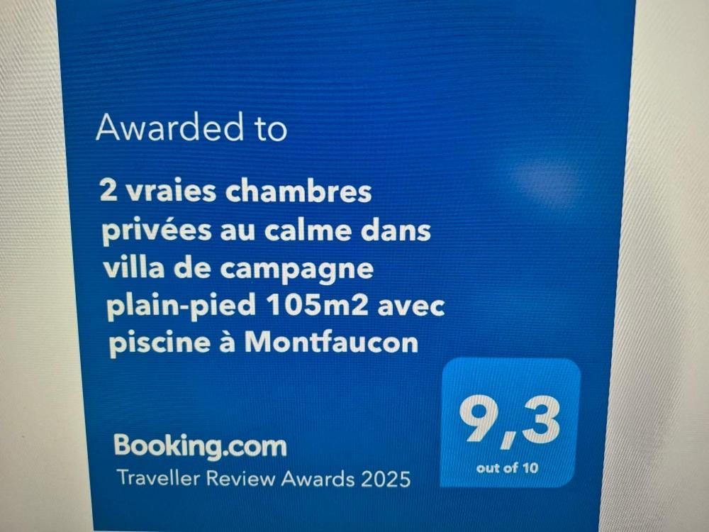 2 Vraies Chambres Privees Au Calme Dans Villa De Campagne Plain-Pied 105M2 Avec Piscine A Montfaucon Montfaucon  Εξωτερικό φωτογραφία